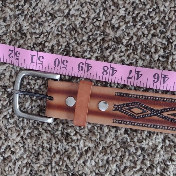 Genuine leather brown belt with details made in Mexico - Picture 7 of 7